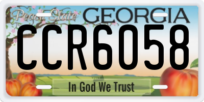 GA license plate CCR6058