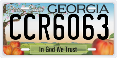GA license plate CCR6063