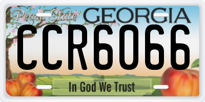 GA license plate CCR6066