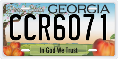 GA license plate CCR6071