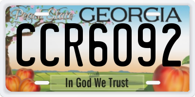 GA license plate CCR6092