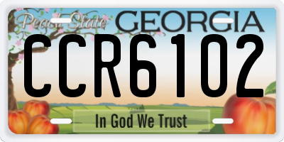 GA license plate CCR6102