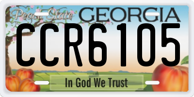 GA license plate CCR6105