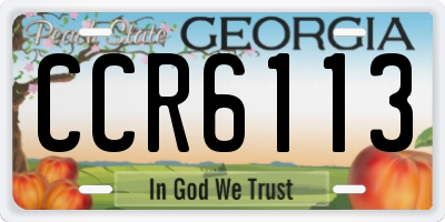 GA license plate CCR6113