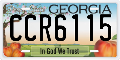 GA license plate CCR6115