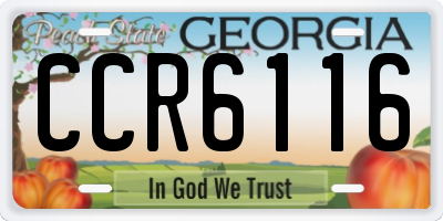 GA license plate CCR6116