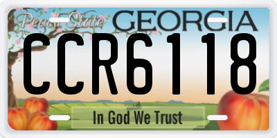 GA license plate CCR6118