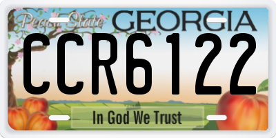 GA license plate CCR6122