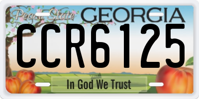 GA license plate CCR6125