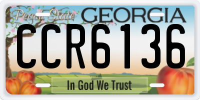 GA license plate CCR6136