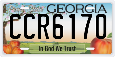 GA license plate CCR6170