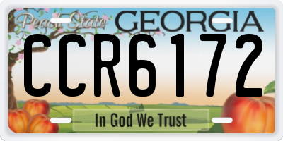 GA license plate CCR6172