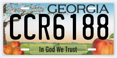 GA license plate CCR6188