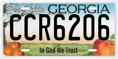 GA license plate CCR6206