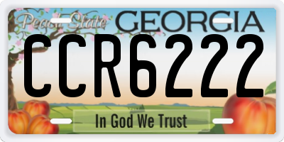 GA license plate CCR6222