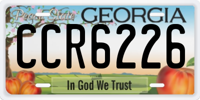 GA license plate CCR6226