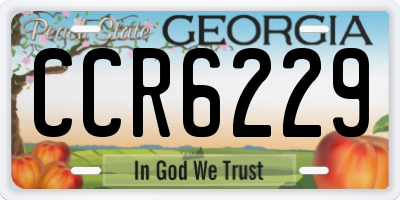 GA license plate CCR6229