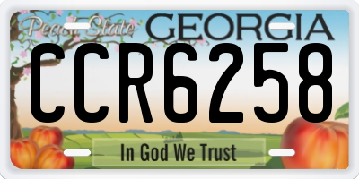 GA license plate CCR6258