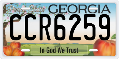 GA license plate CCR6259