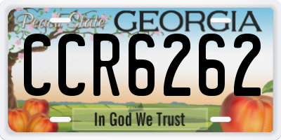 GA license plate CCR6262