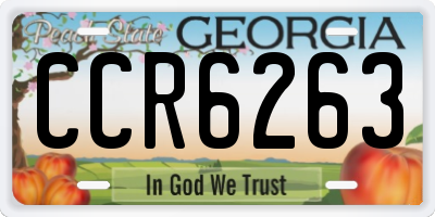 GA license plate CCR6263
