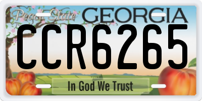 GA license plate CCR6265