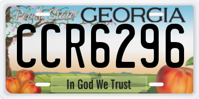 GA license plate CCR6296