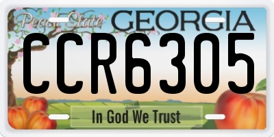 GA license plate CCR6305
