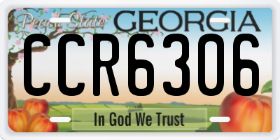 GA license plate CCR6306