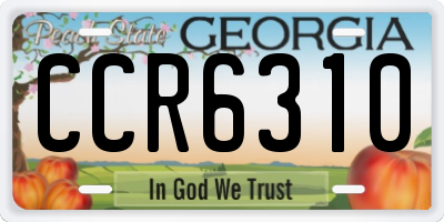 GA license plate CCR6310