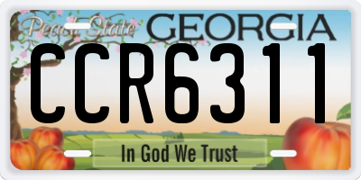 GA license plate CCR6311