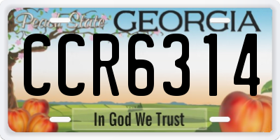 GA license plate CCR6314