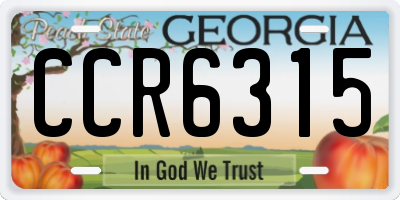 GA license plate CCR6315