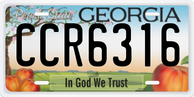GA license plate CCR6316