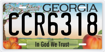 GA license plate CCR6318