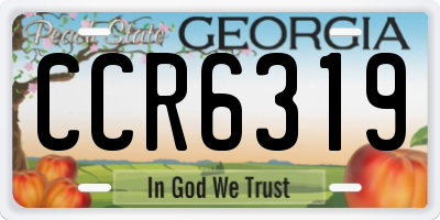 GA license plate CCR6319
