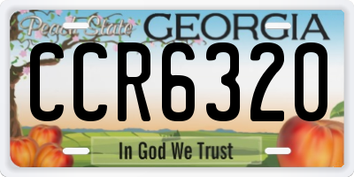 GA license plate CCR6320