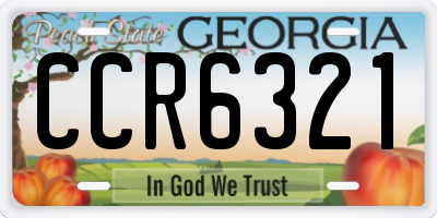 GA license plate CCR6321