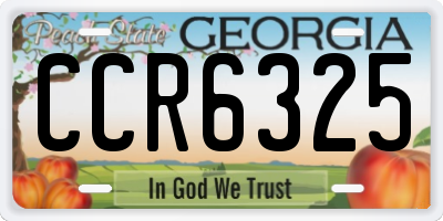 GA license plate CCR6325