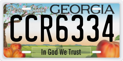 GA license plate CCR6334