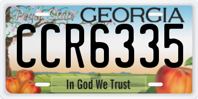 GA license plate CCR6335
