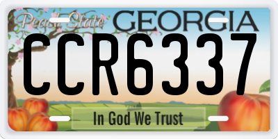 GA license plate CCR6337