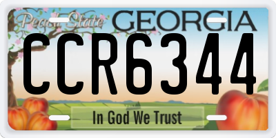 GA license plate CCR6344