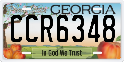 GA license plate CCR6348