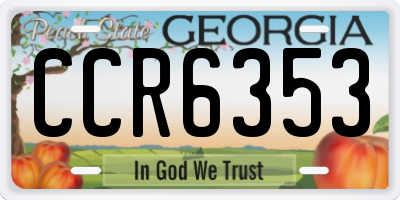 GA license plate CCR6353