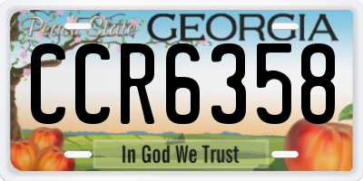 GA license plate CCR6358