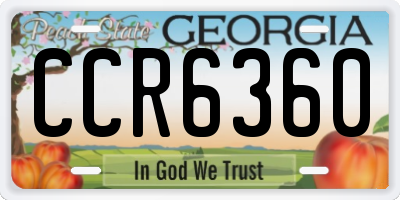 GA license plate CCR6360