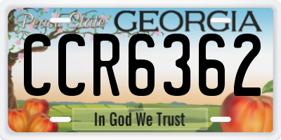 GA license plate CCR6362