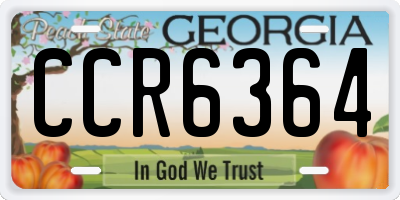 GA license plate CCR6364