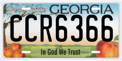 GA license plate CCR6366